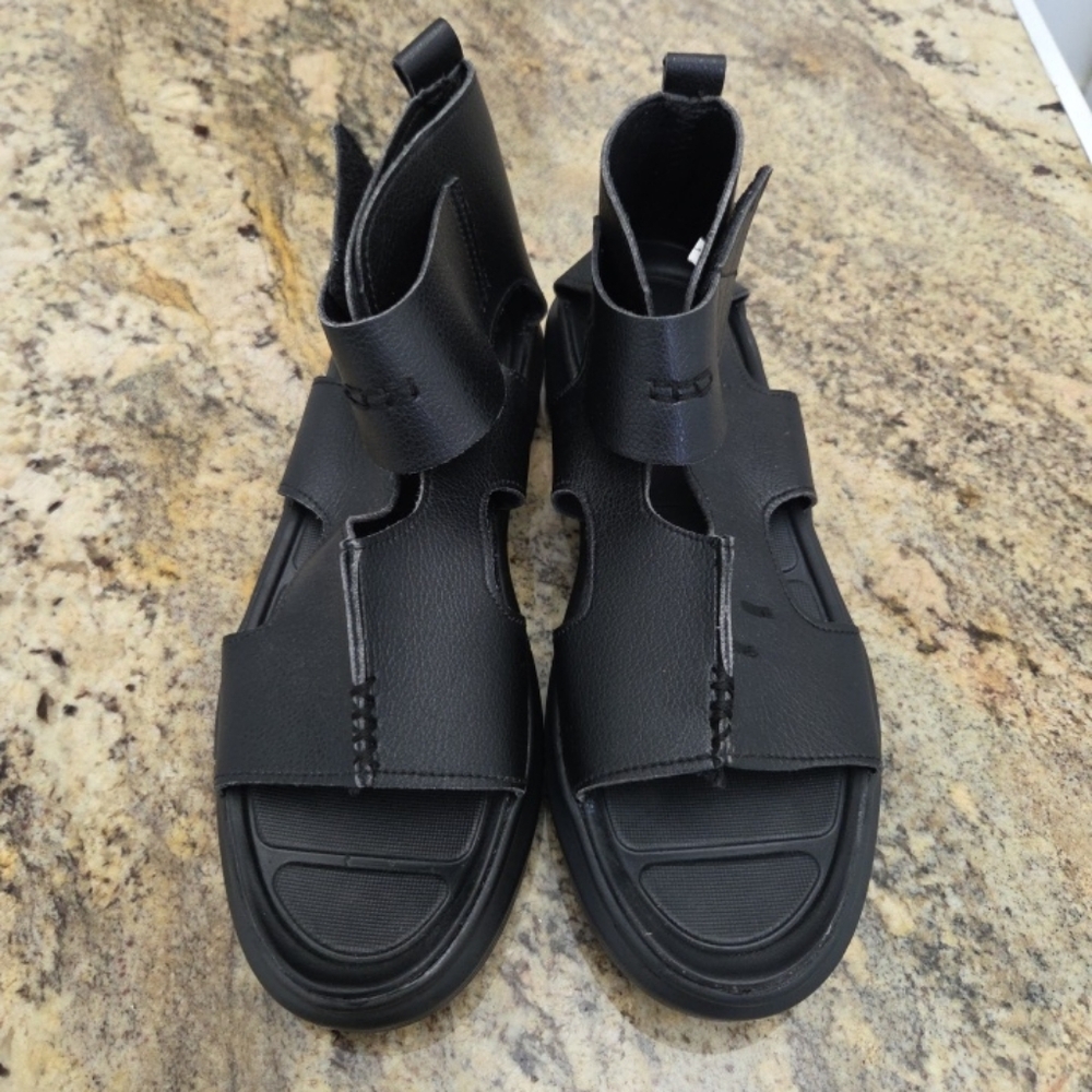 Black Leather Men's Sandals